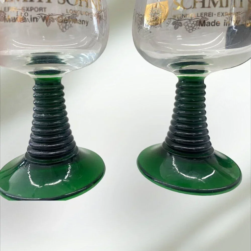 Vintage Green Beehive Stemmed German Wine Glass Schmitt Sohne - Picture 2 of 5